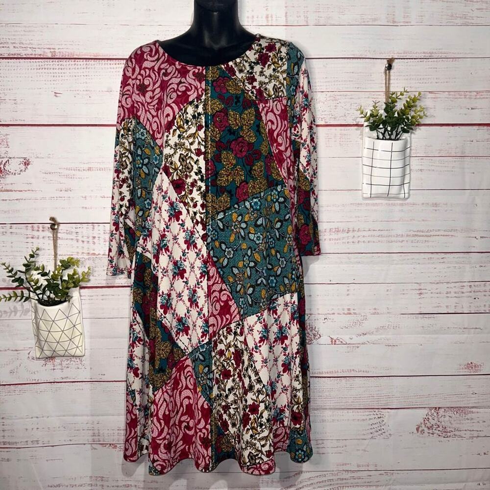 Pink Coconut Boutique “quilt” Printed Dress | Women’s Large